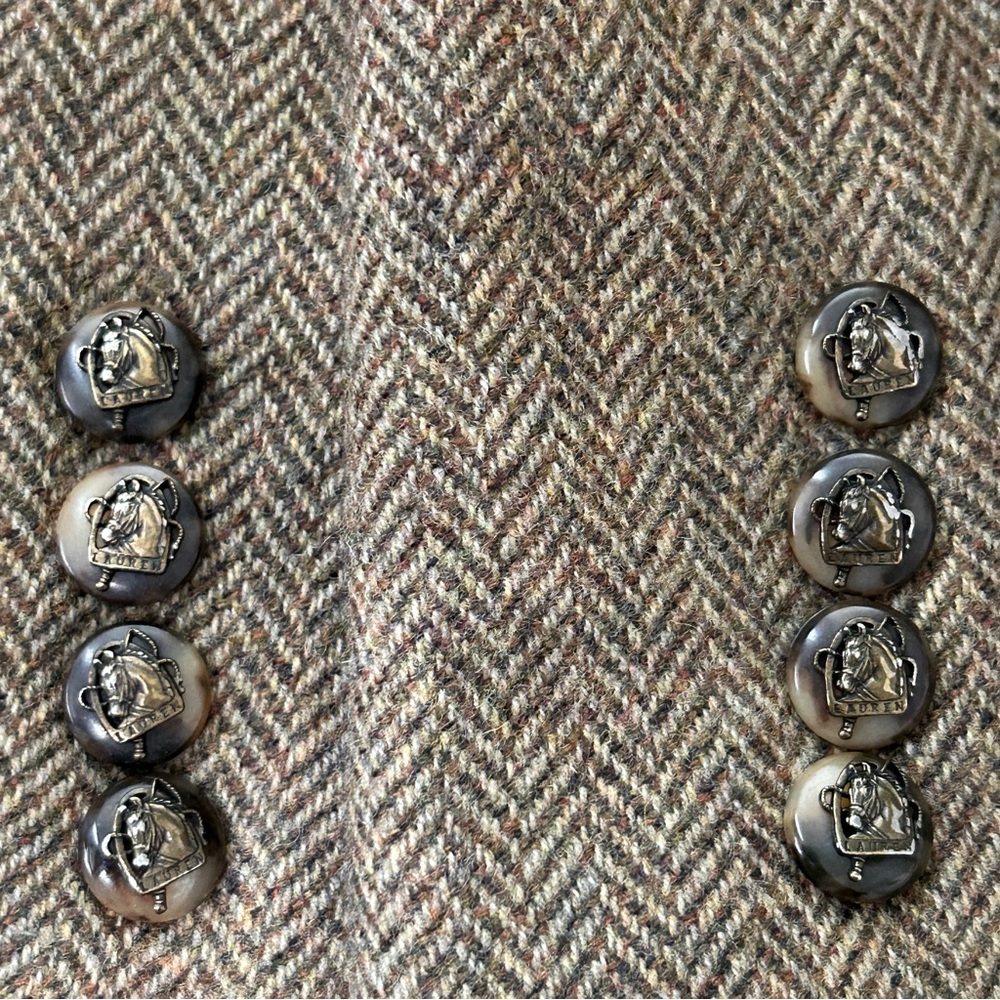 Ralph Lauren Wool Herringbone Equestrian Tailored Norfolk Jacket, size 12P RARE - Picture 10 of 12